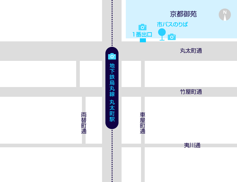 地下鉄烏丸線 丸太町駅 電車 バス 交通アクセス 京都大学医学部附属病院