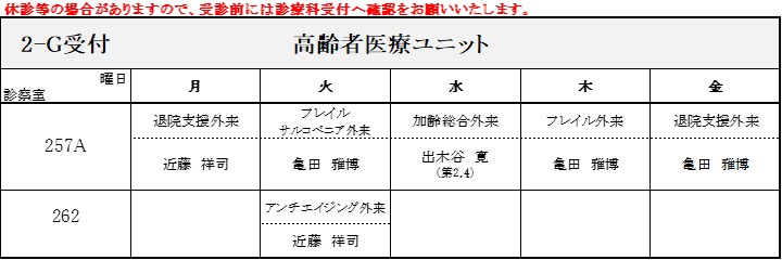 外来担当医表