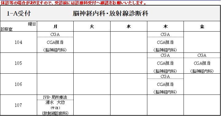 外来担当医表