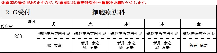 外来担当医表